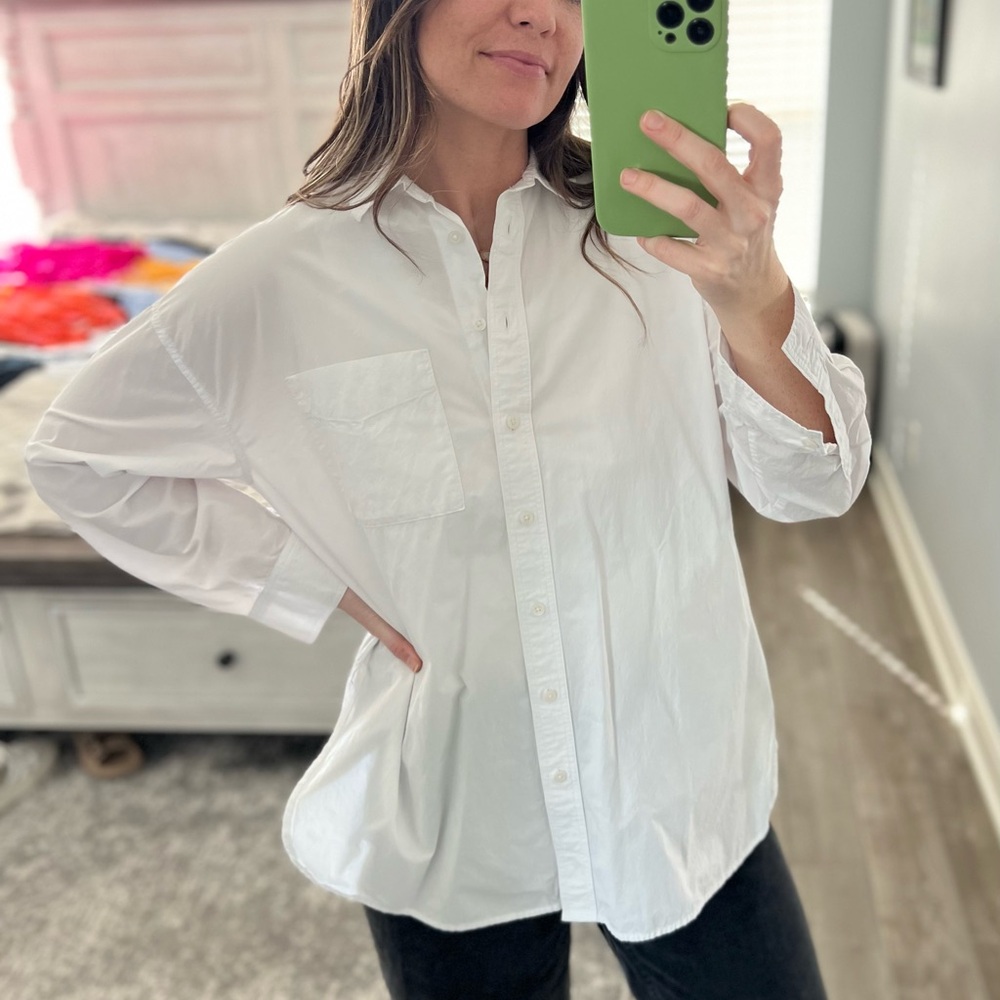 Madewell White Button Down Shirt with Oversized Fit